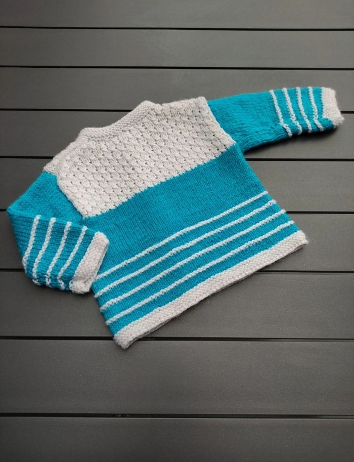 Gilet layette turquoise - photo numéro 3