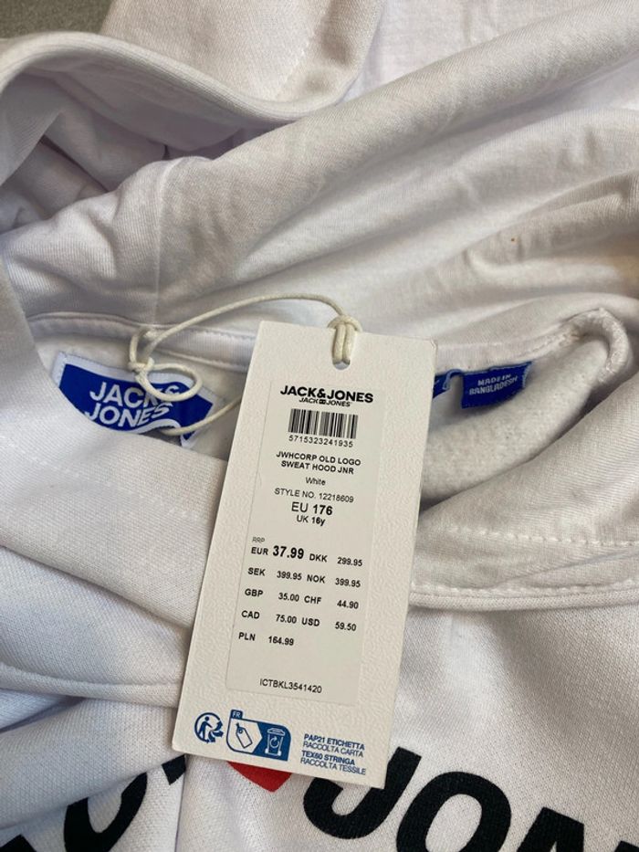 Sweat blanc Jack&Jones 16 ans neuf -n13c - photo numéro 4