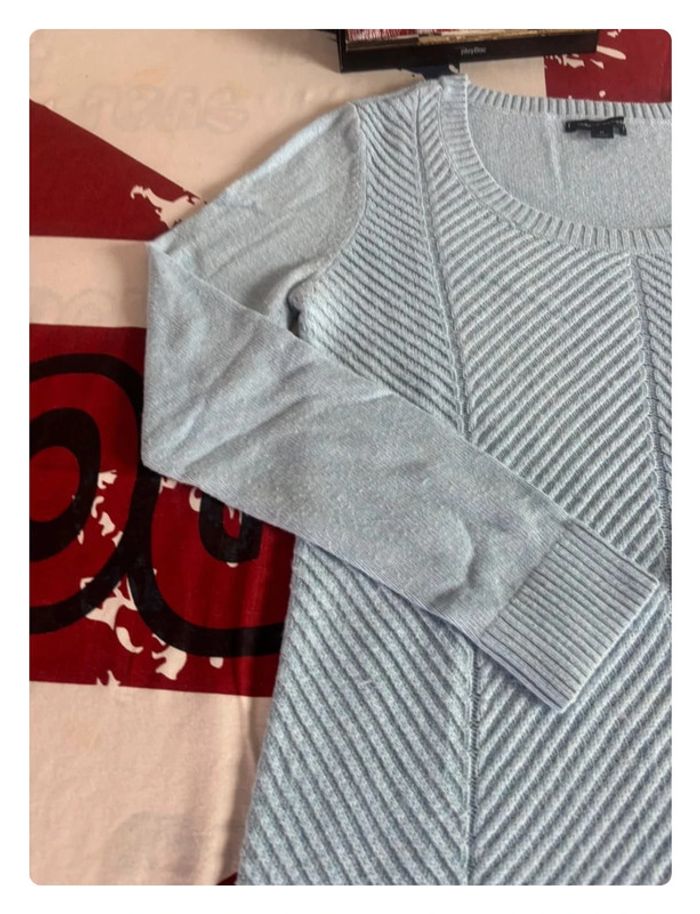 Pull Torsadé col bateau bleu clair Tommy Hilfiger taille M - photo numéro 5