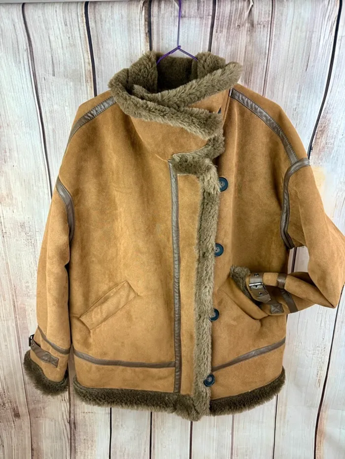 Blouson aviateur femme style mouton retourné Camaïeu L - photo numéro 2