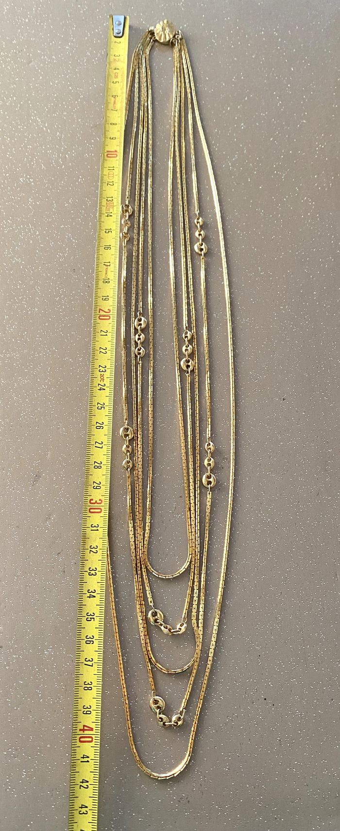 Collier fantaisie doré 5 rangs - photo numéro 9