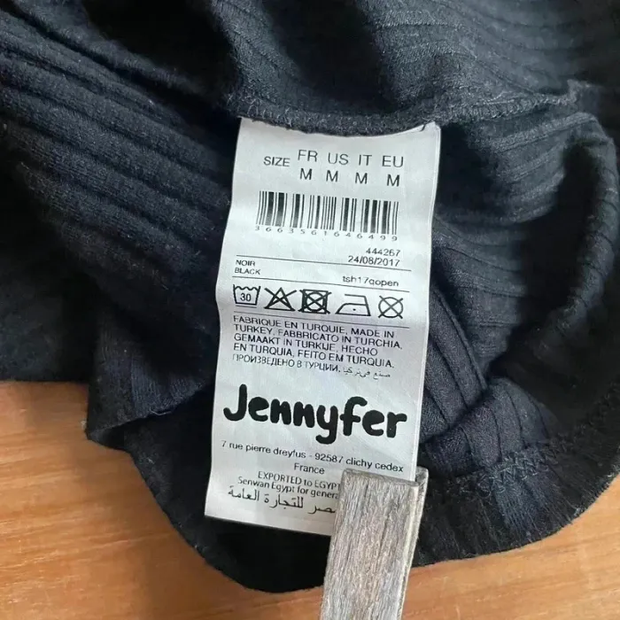 t-shirt Jennyfer T.M manches ajourées, maille côtelée stretch, col rond, coupe près du corps V036 - photo numéro 7