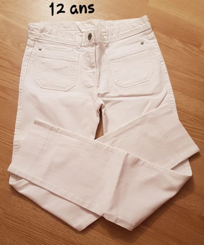Lot pantalons jeans blancs 12 ans Okaidi - photo numéro 8