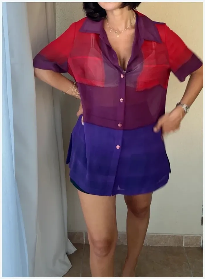 Chemise Weill 42 rouge et violette TBE - photo numéro 3