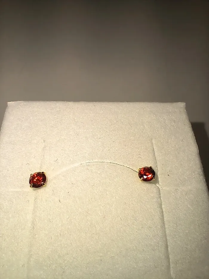 Boucles d'oreilles (puces) rouge et doré - photo numéro 8
