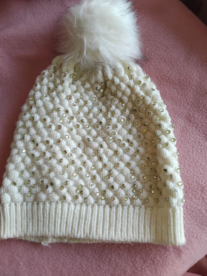 Bonnet  strass creme - photo numéro 2