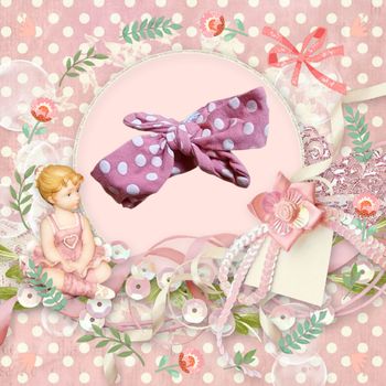 Un bandeau/turban pour bébé  fille, motif à pois irrésistible.