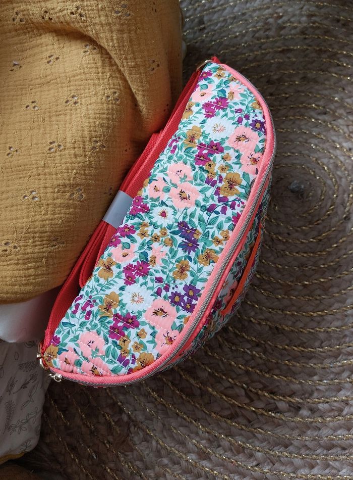 Sac banane liberty fleuri orange fluo La p'tite cachottière - photo numéro 3
