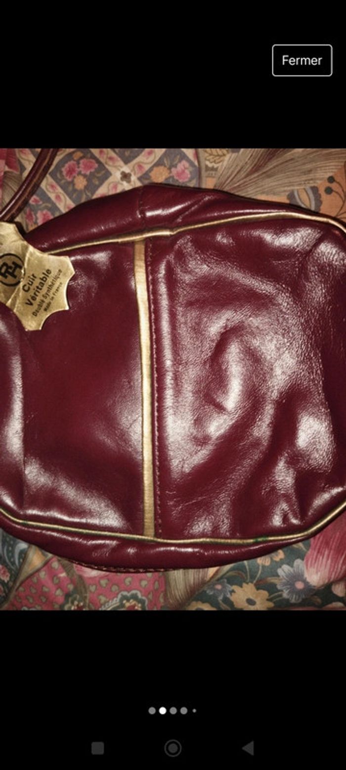 Petit sac bandoulière bordeaux et doré vintage - photo numéro 2