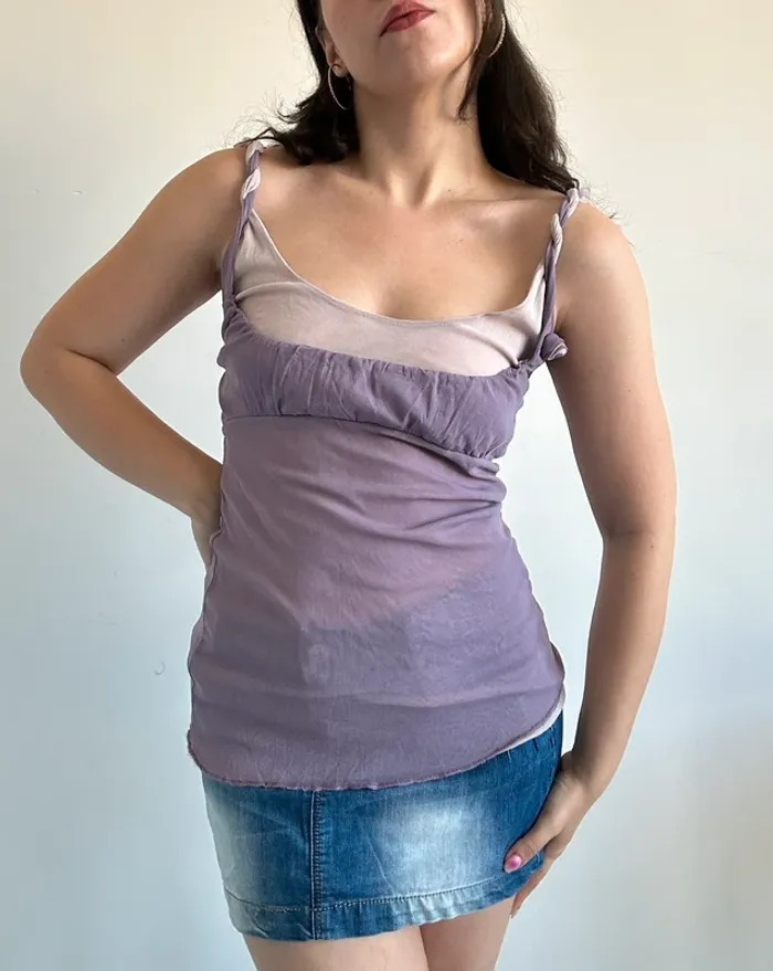 Débardeur Y2K drapé transparent fairy core taille M