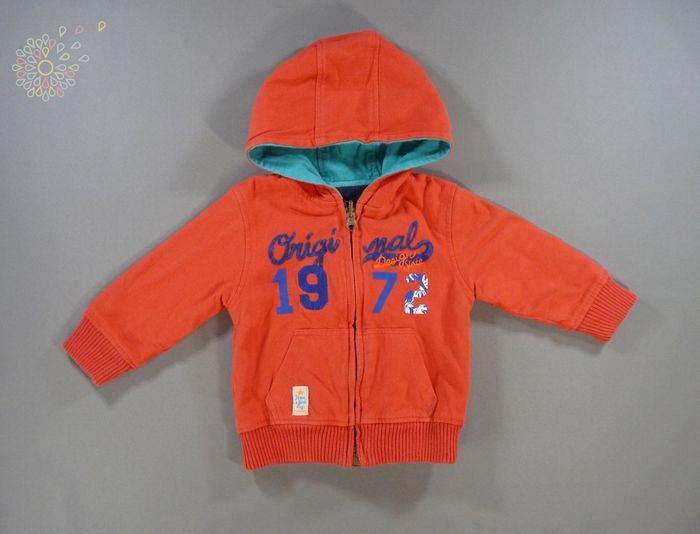 Gilet réversible tricot molleton bleu rouge rayures Catimini 12 mois 74 cm garçon