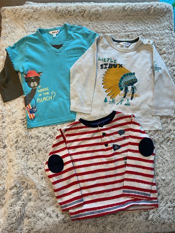 Lot de 3 tee-shirts manches longues  (2 kidkanaï). (1 tissaia)