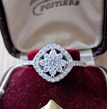 Bague fleur argent et zirconia