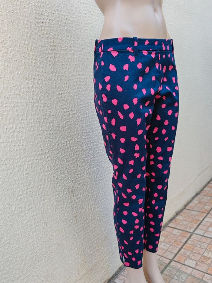 Pantacourt H&M taille basse bleu marine et rose coupe skinny - photo numéro 5