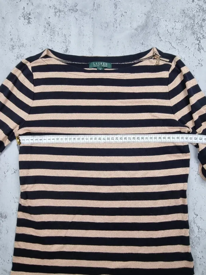 T-shirt rayé doré et noir Lauren Ralph Lauren – Taille M Femme (mesures en photos) - photo numéro 8