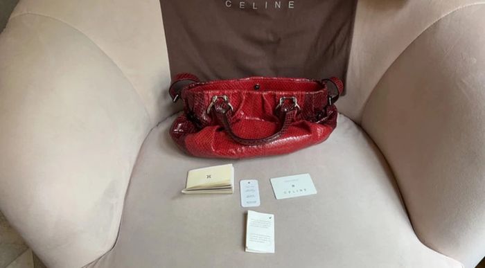 Sac Céline "Pillow Small" Ruby – Très bon état – Cuir verni effet reptile - photo numéro 18