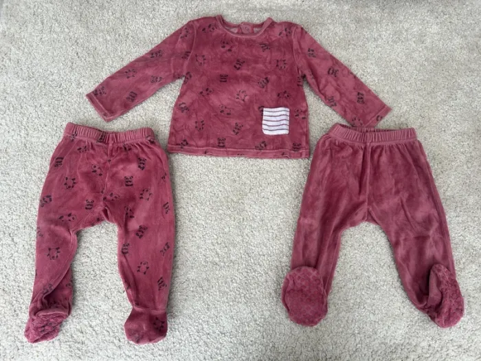 Lot d’un pyjama deux pièces en velours fille - la redoute - 12 mois