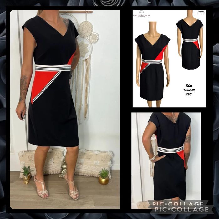 🖤 Robe noire graphique Edas – Taille 40 SOLDÉ -20% (vidéo portée dispo ) 🖤