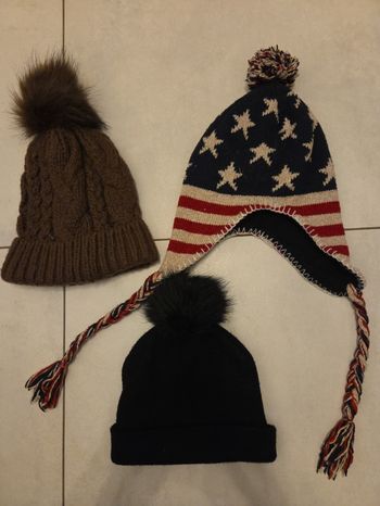 Lot de 3 bonnet femme 