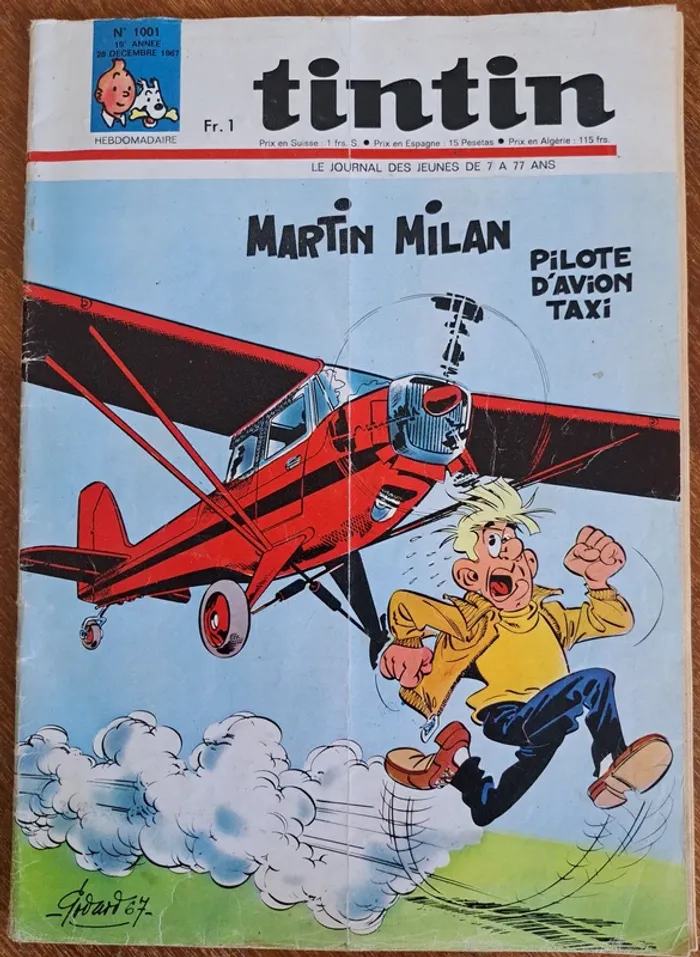 lot de 10 Magazines, Tintin Hebdomadaire , 1967-1968, état correct - photo numéro 9