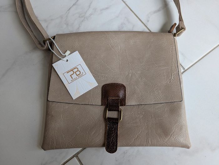 Sac bandoulière Paolo Bags - effet cuir beige et marron - photo numéro 2