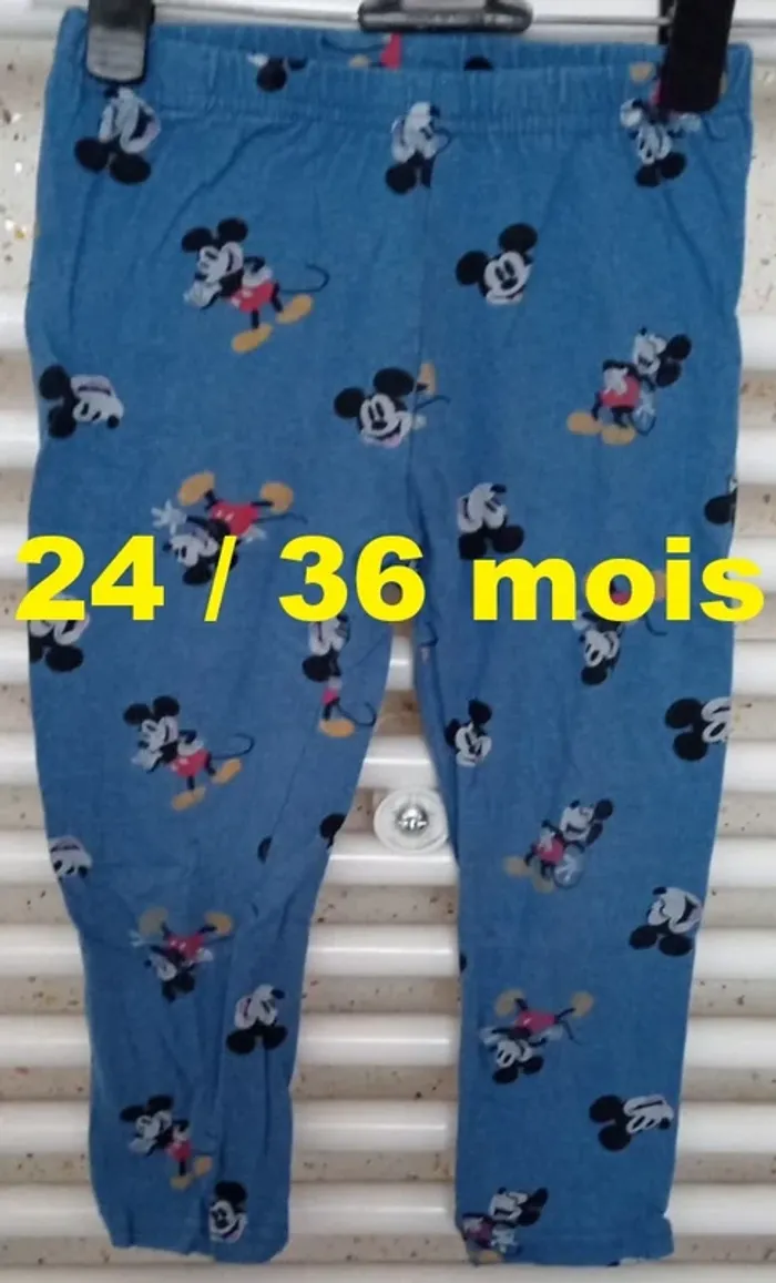 Pantalon de pyjama bleu motif Mickey Disney Taille 24 / 36 mois
