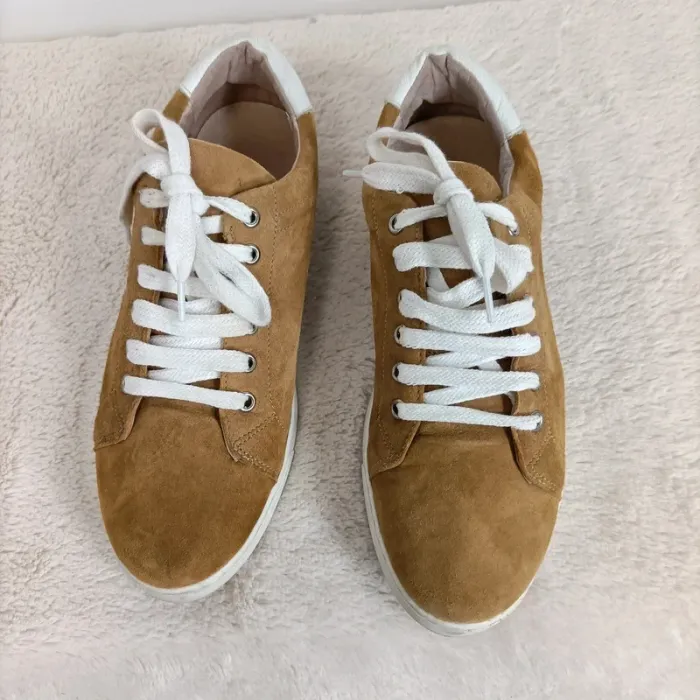 Basket de ville - so send - taille 37 - femme Chaussures camel et blanches suédine - photo numéro 2