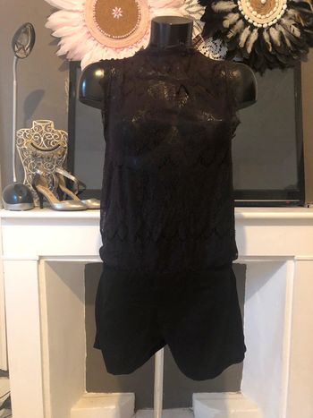 Combinaison short dentelle noire et marron