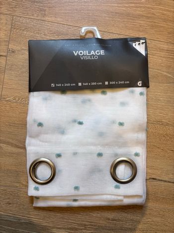 Rideaux voilage blanc pois vert