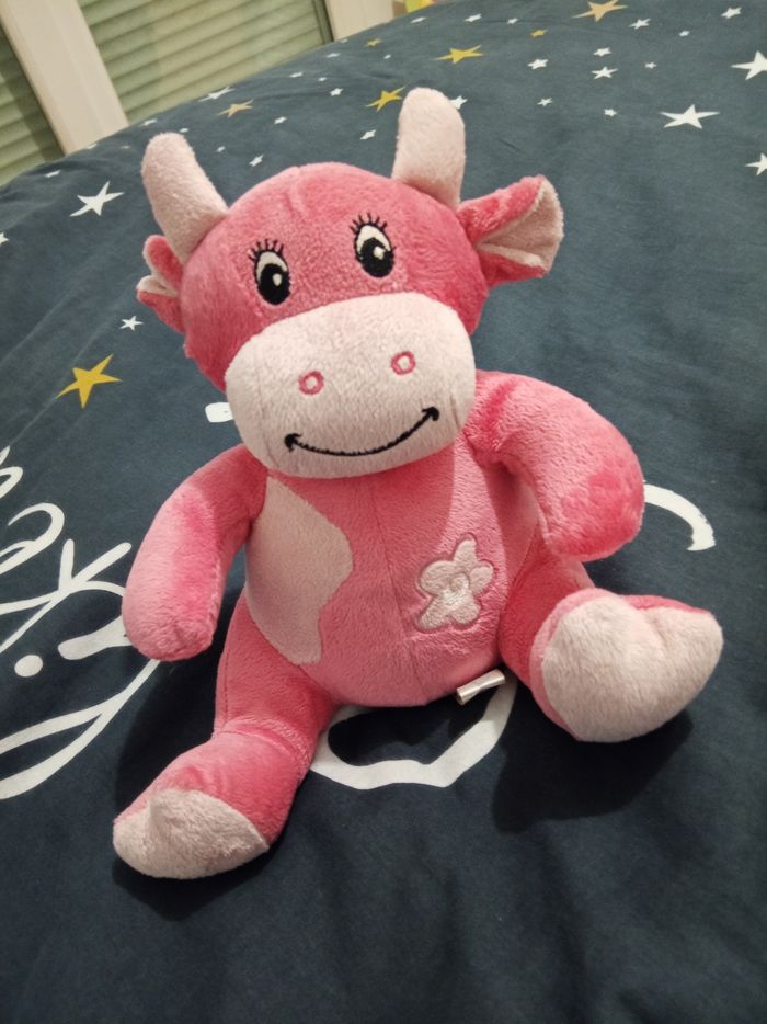 Peluche vache rose