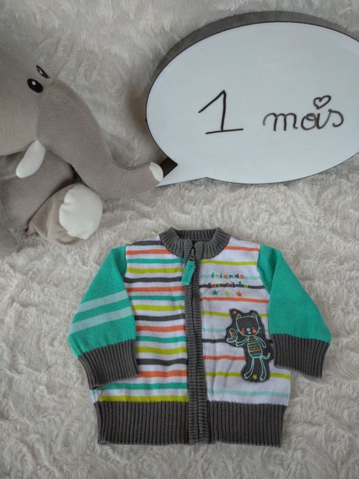 Gilet zippé Garçon 1 mois Chat Friends for life Orchestra