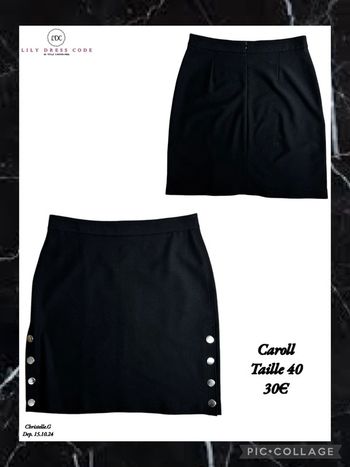 🖤 Jupe noire Caroll à boutons argentés – Taille 40 SOLDÉ -20% 🖤