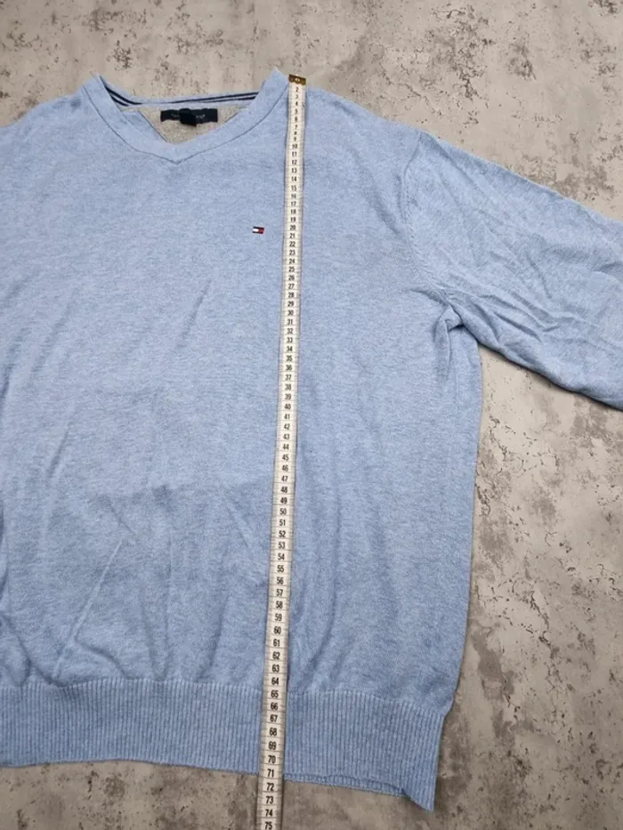 Pull col V Tommy Hilfiger bleu clair – Taille XXL Homme - photo numéro 8