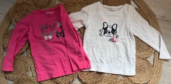 Lot x2 t shirt manches longues fille 3 ans