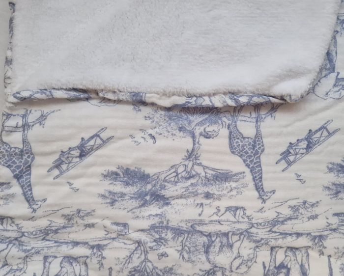 Couverture bebe safari 90x90 bleu - photo numéro 3