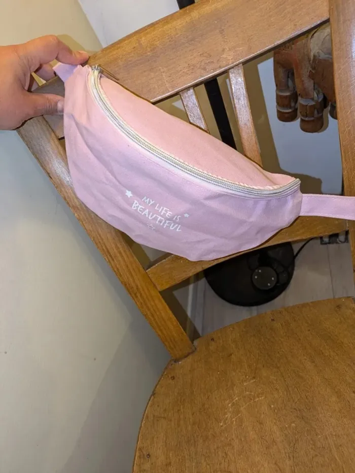 Banane rose femme – sac tendance avec inscription "My life is beautiful", accessoire mode stylé - photo numéro 9