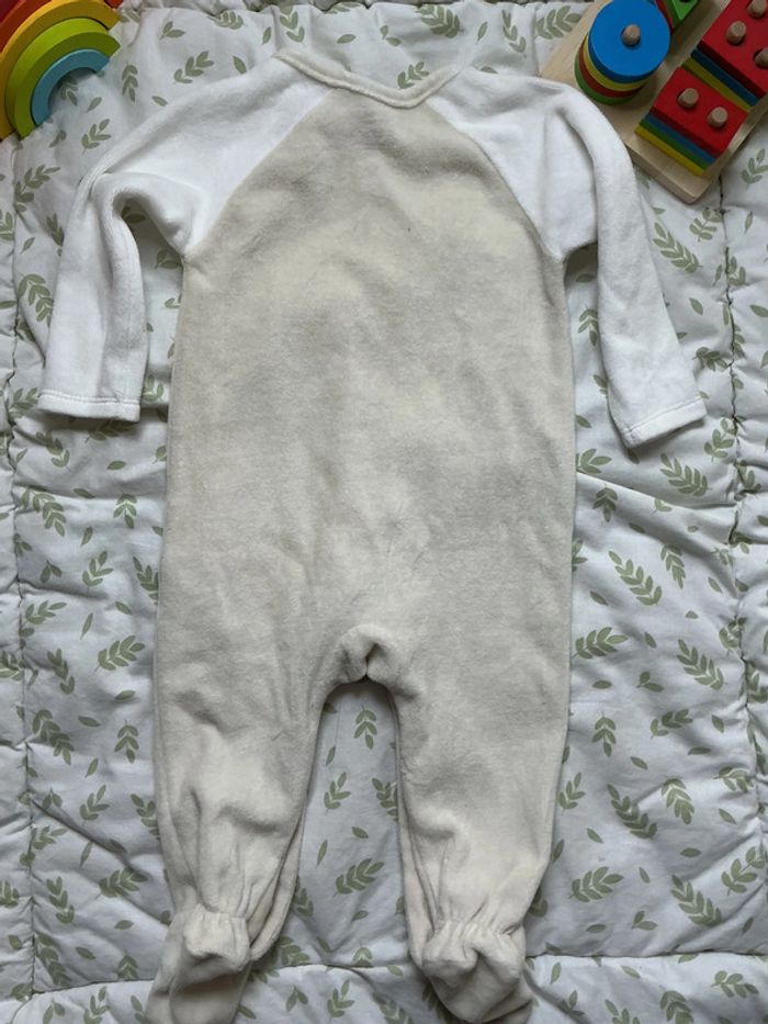 pyjama grenouillère en velours beige et blanc 6/9 mois zy baby - photo numéro 7