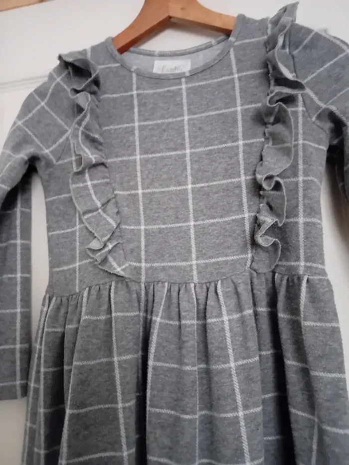 Robe fille grise à carreaux - photo numéro 2