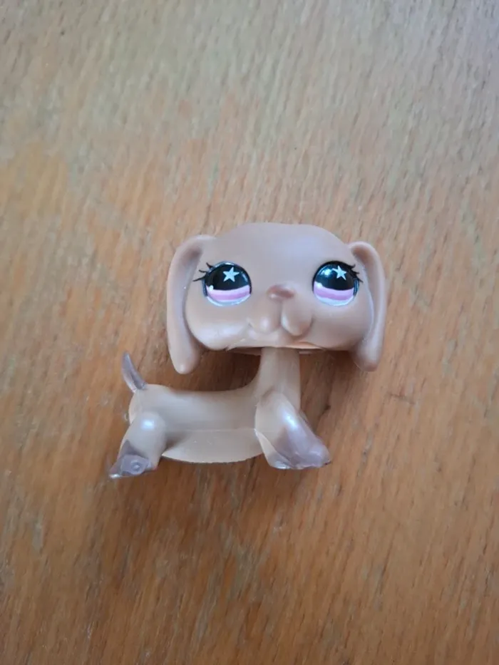 Petshop rare teckel Littlest Pet Shop LPS Hasbro #932 Teckel beige et rose aux yeux étoilés - 2006 - photo numéro 3