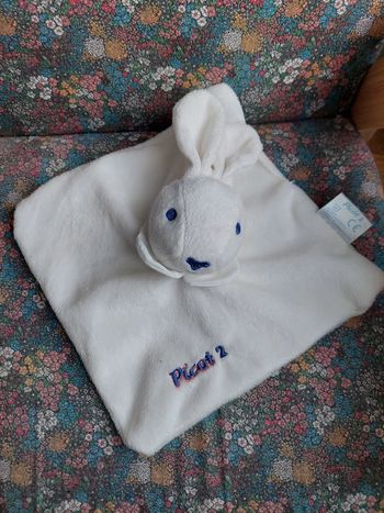 Doudou carré lapin blanc Picot 2