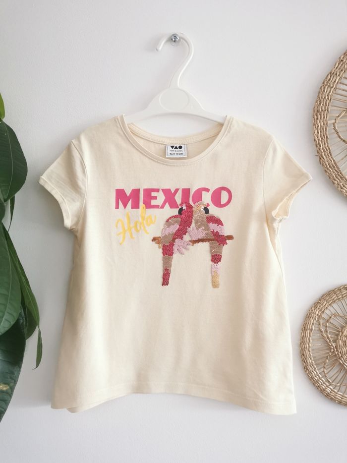 Tee-shirt jaune pâle perroquet à sequins magiques Tape à l'œil 4 Ans