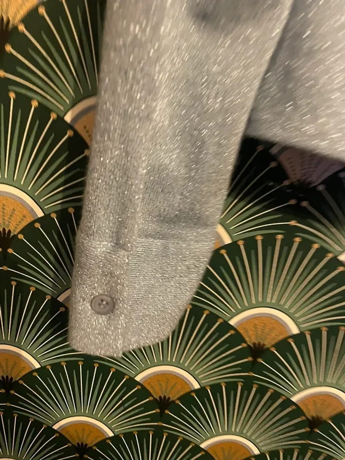 Blouse pull en lurex paillettes bleu Zara taille L - photo numéro 7