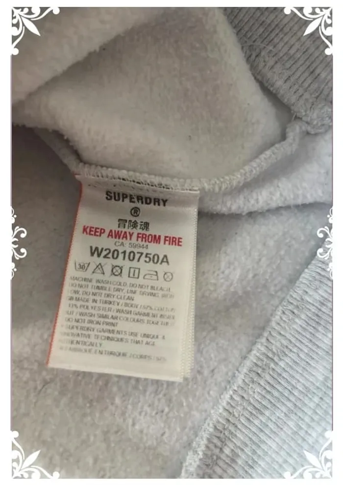 Sweet à capuche taille 44 superdry gris clair - photo numéro 6