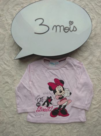 Tee shirt chemise manches longues Fille 3 mois So sweet Minnie Disney 100% coton