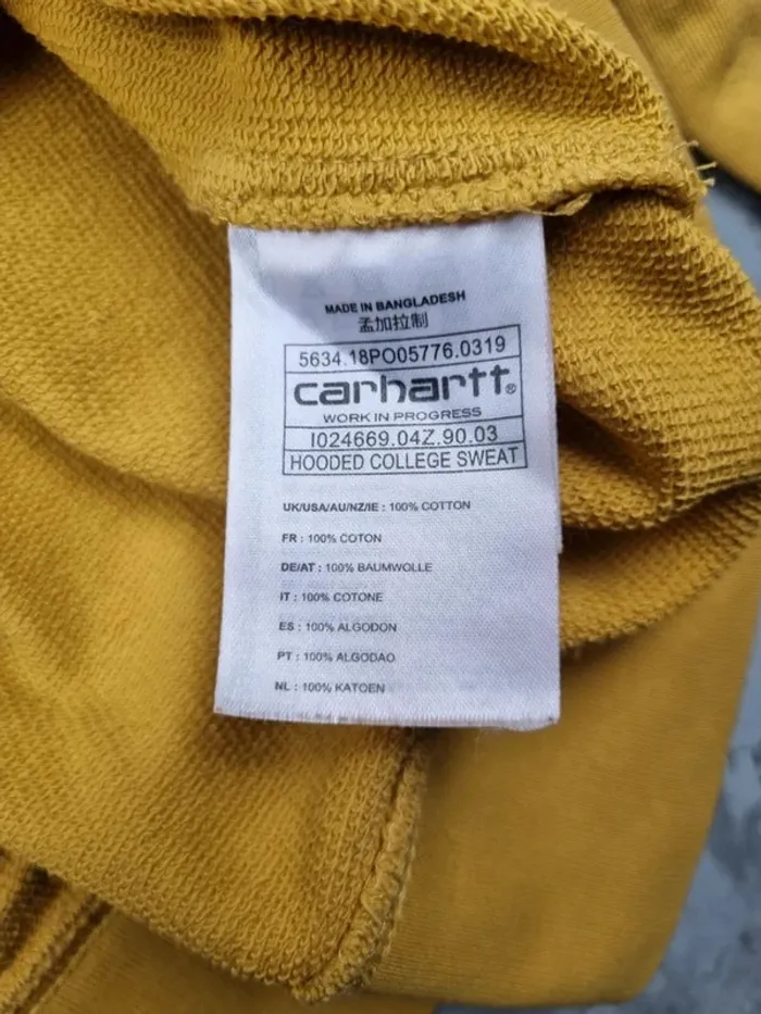 Pull capuche Carhartt jaune moutarde Taille M - photo numéro 6
