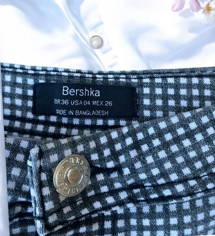 🎀 Pantalon femme Skinny Bershka Motif Vichy Noir & Blanc - Taille 36🎀 - photo numéro 3