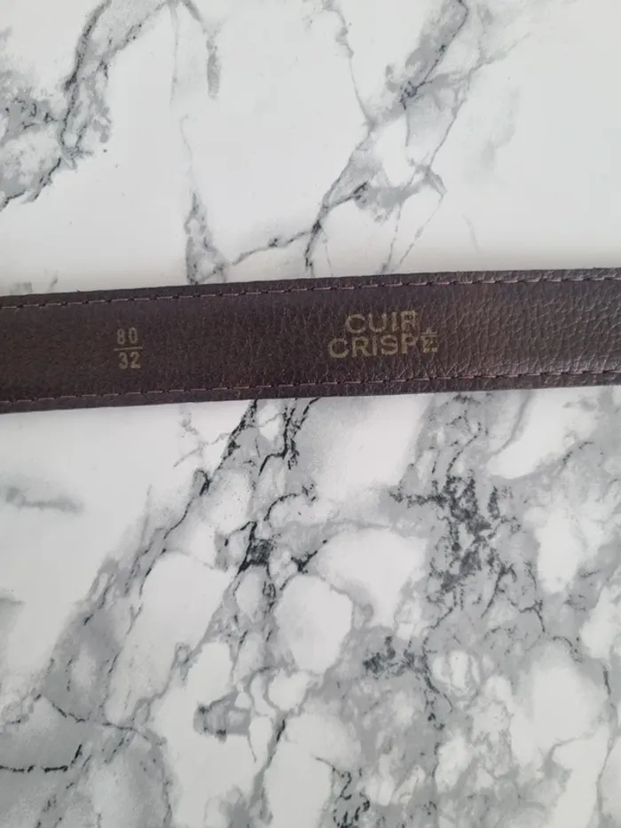 Ceinture en cuir marron et dore vintage - photo numéro 19