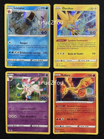 Lot 4 cartes Pokemon Holo Léviator Électhor Sulfura Nymphali /078 Pokémon neuf