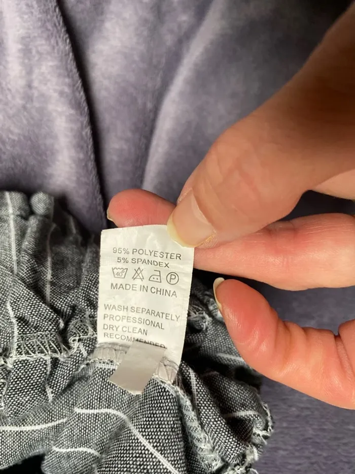 Pantalon à rayures gris et blanc taille M - photo numéro 4