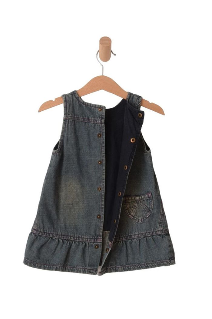 Robe sans manche en jean, broderies fleur et cœur - Defimode 12 mois - photo numéro 3
